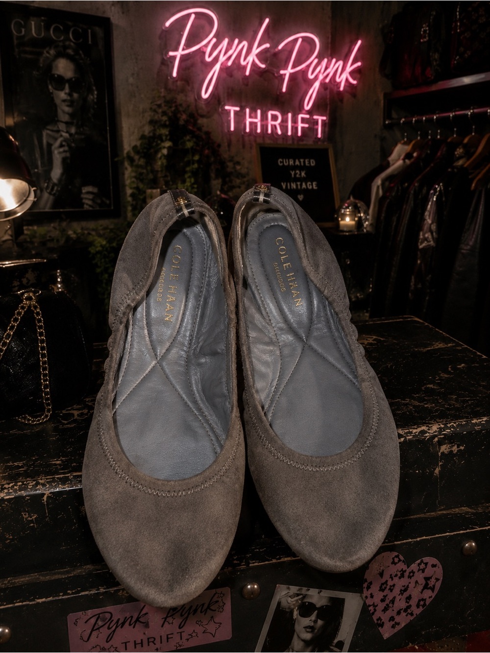 Cole Haan Gray Suede Ballet Flats
